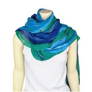 Boho Festival Scarf Multi Wear Wrap One Size Paisley Peacock Artsy Jewel Tone